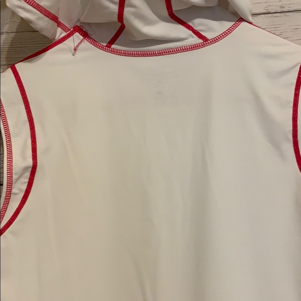 Athleta White Hooded Sleeveless Front Pocket Top M - Picture 6 of 10